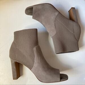 Steve Madden Square Peep Toe Sock Booties Taupe